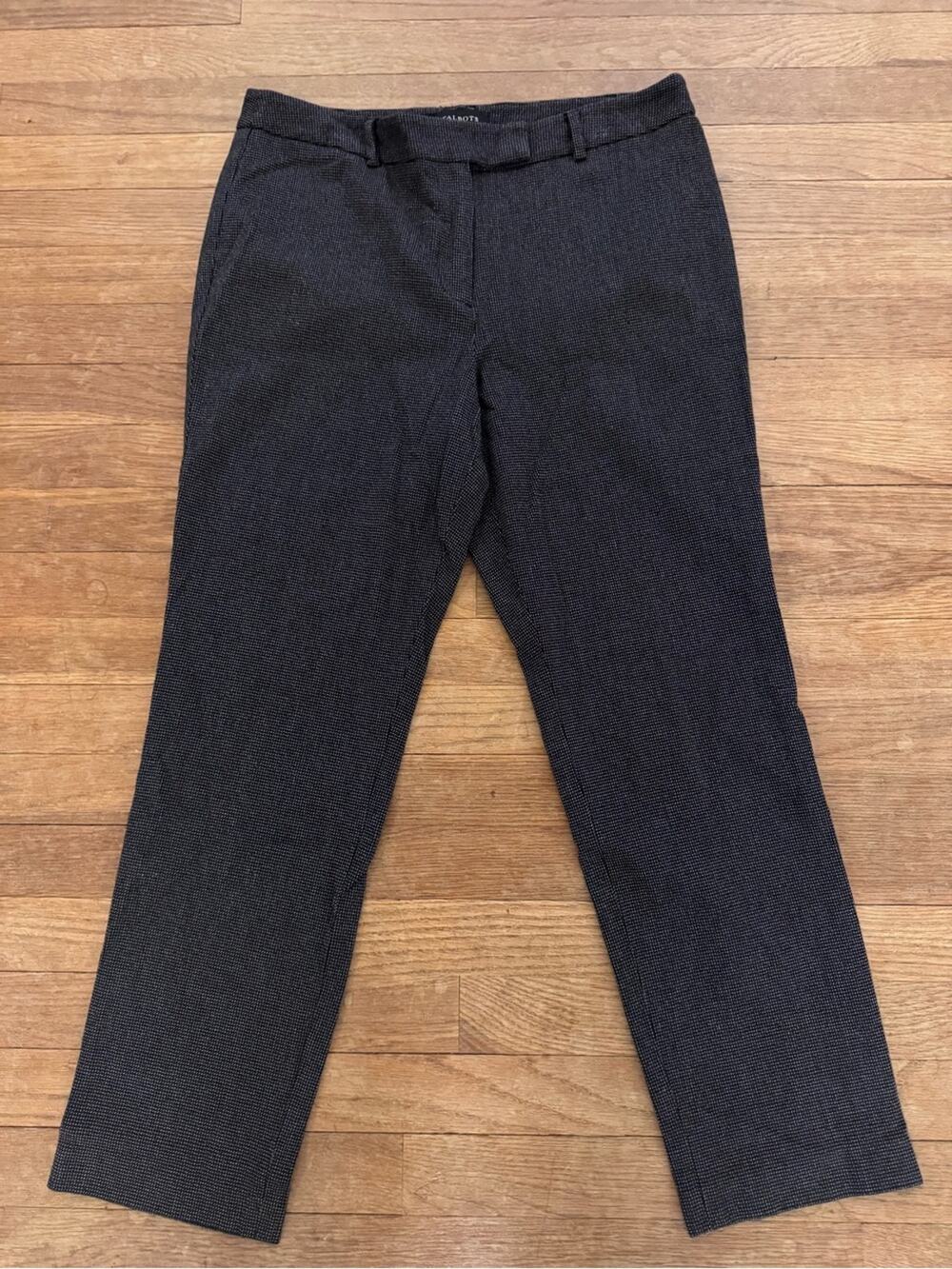 Talbots High Waist Slim Dress Pants Grey Black Textured Size 10 b5